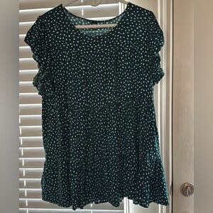 SHEIN Dark Green Polka Dot Blouse